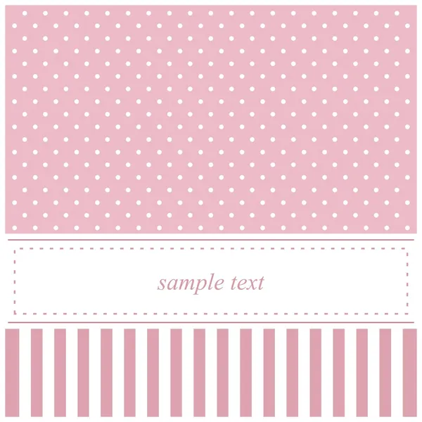Pink vector card or baby shower invitation with polka dots — Stock Vector