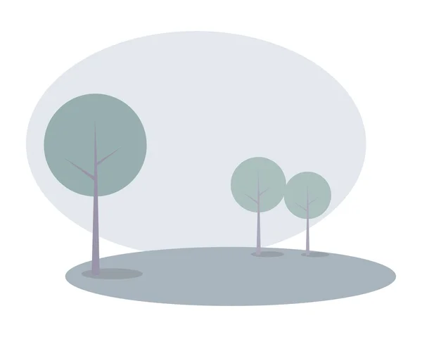 Διάνυσμα δέντρα τοπίο φόντου που απομονώνονται σε λευκό φόντο — Διανυσματικό Αρχείο