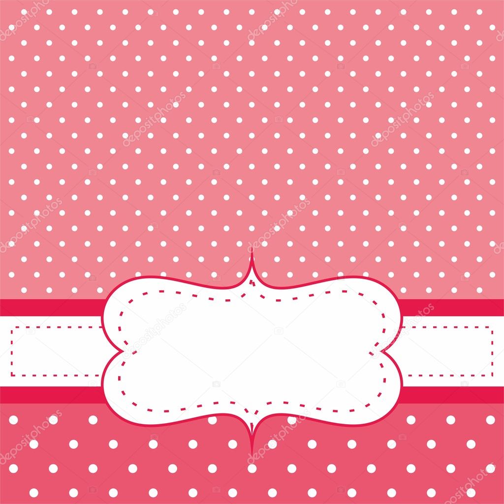 Sweet, red polka dots vector card or invitation