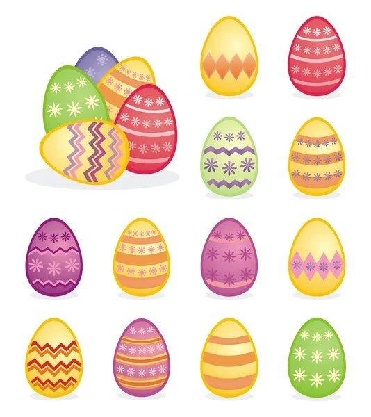 stock vector Vector composition of traditional colorful easter eggs icons