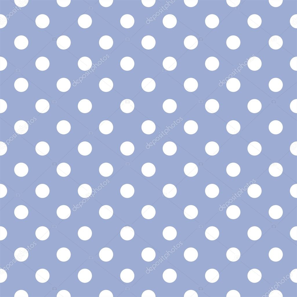 Sweet polka dots on baby blue background - retro seamless vector pattern