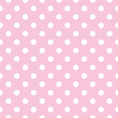 Polka dots on baby pink background retro seamless vector pattern clipart