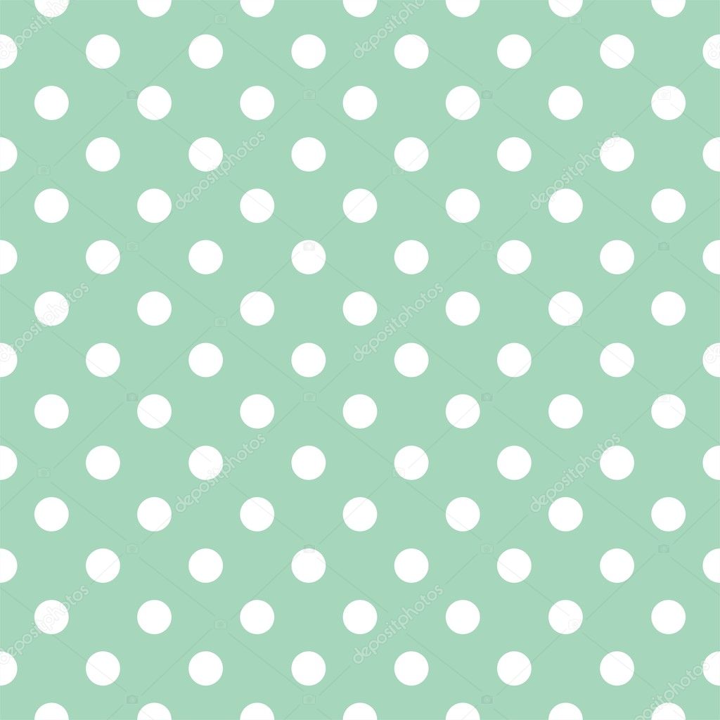 Polka dots on mint green background retro seamless vector pattern