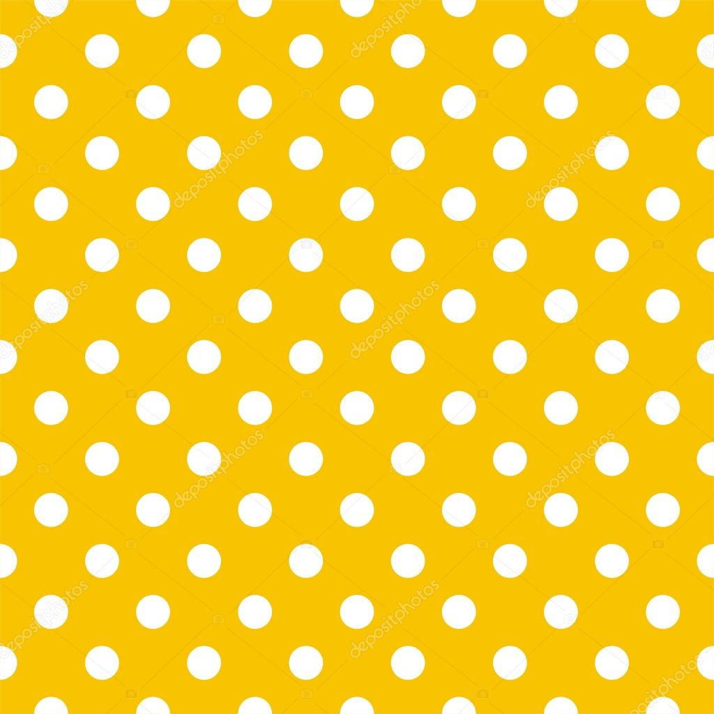 Polka dots on yellow background retro seamless vector pattern