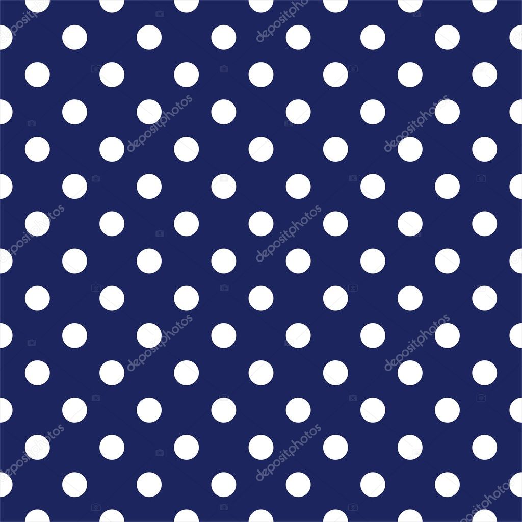 Vector seamless pattern with polka dots on retro navy blue background