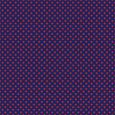 Vector seamless pattern with red polka dots on retro navy blue background clipart