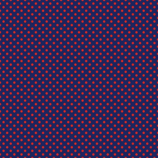 Vector seamless pattern with red polka dots on retro navy blue background — Stock Vector