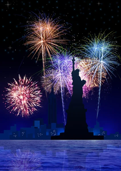 Feuerwerk auf New York City — Stockfoto