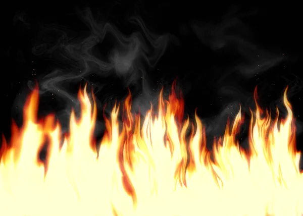 Fire on Black Background — Stock Photo, Image