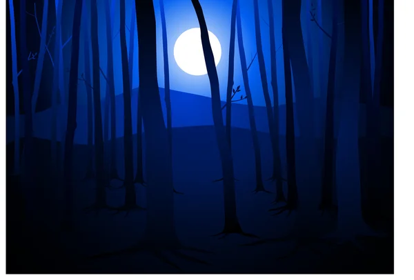 Dark Woods and Full Moon — Stock Vector