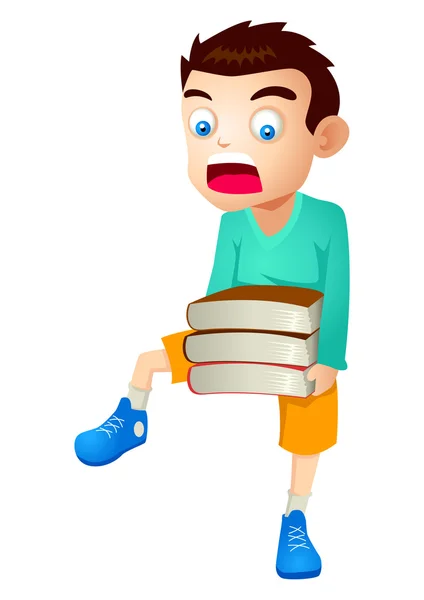 Kid Carrying Books — Stock Vector