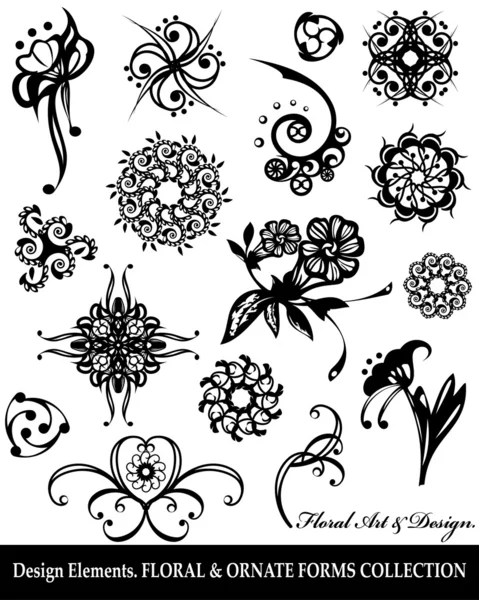 Colección de elementos de diseño floral — Vector de stock