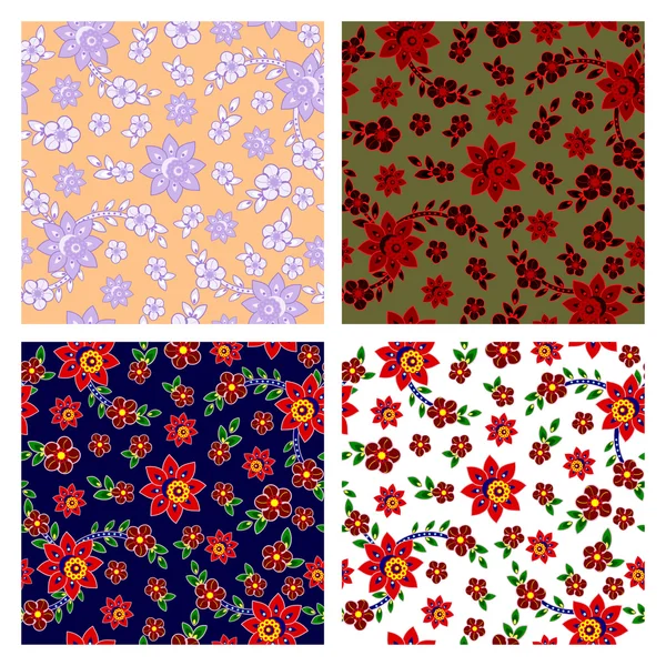 Florale Kollektion nahtloser Muster — Stockvektor