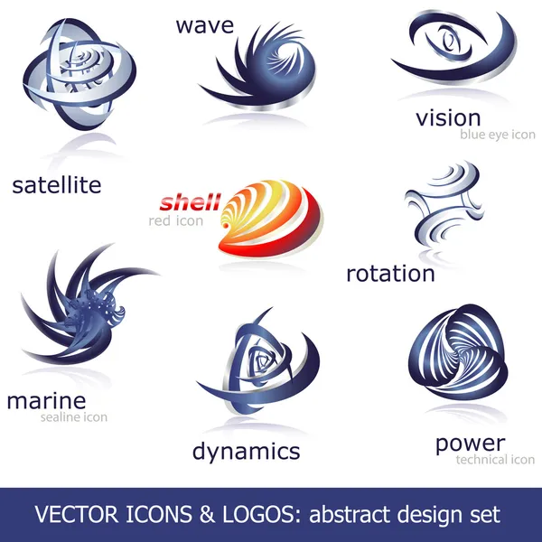 Conjunto de iconos y logotipos vectoriales abstractos — Vector de stock