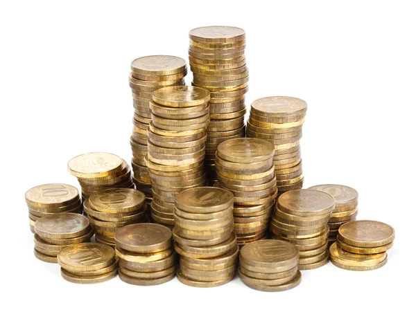 Towers of golden coins — Stock Photo, Image
