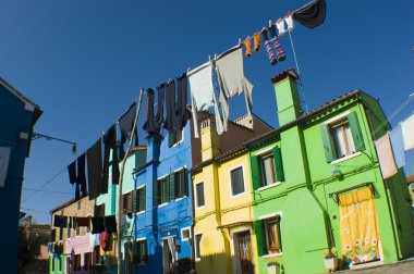 renkli evleri burano sokak, İtalya