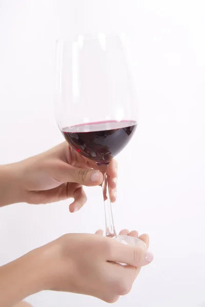 Sklenice vína v ruce — Stock fotografie