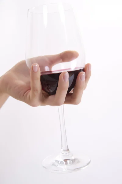 Sklenice vína v ruce — Stock fotografie