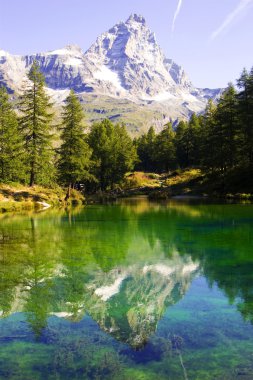Blue lake Cervinia Italy clipart