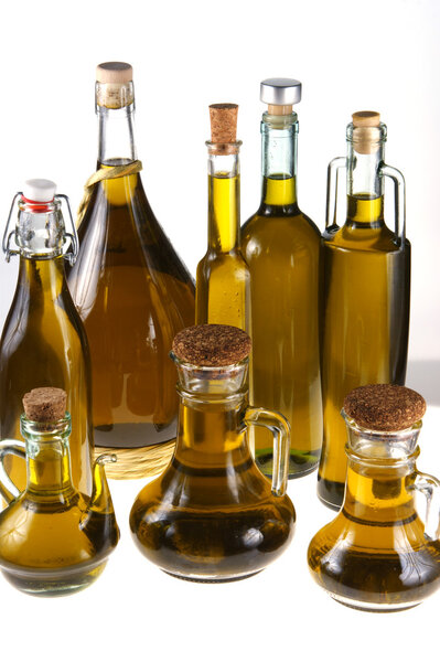 Bottles of extra virgin olive oil