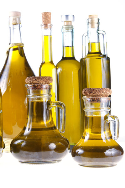 Bottles of extra virgin olive oil