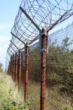 Perimeter protected with barbed wire clipart