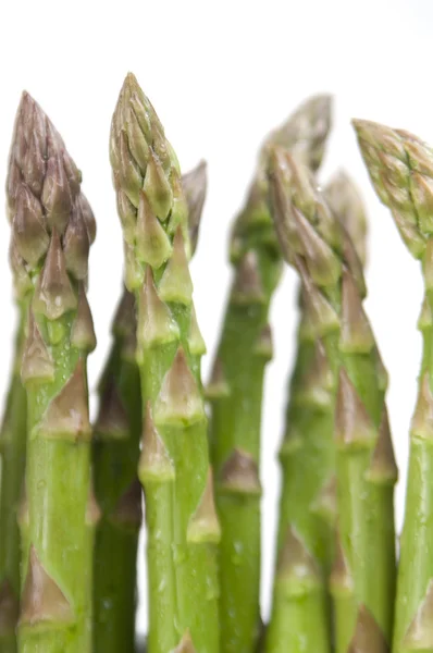 stock image Bunch of fresh asparagus on white background