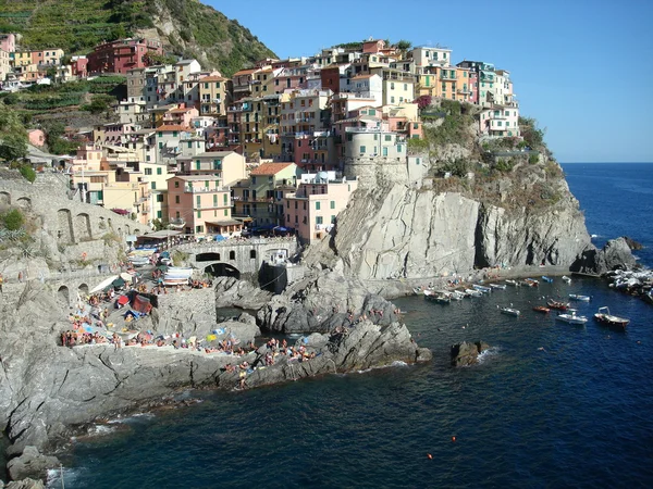 Casas sobre el mar en Camogli — Foto de Stock
