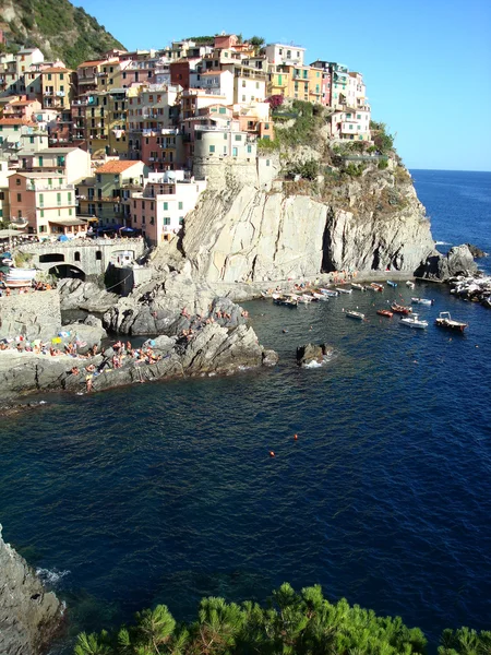 Casas sobre el mar en Camogli — Foto de Stock