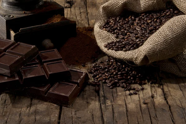 Kawa i czekolada — Zdjęcie stockowe