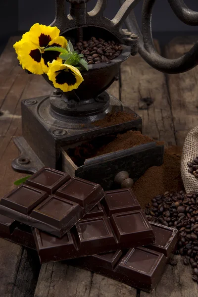 Kawa i czekolada — Zdjęcie stockowe