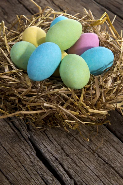 Colored chocolate eggs — Stock Photo, Image