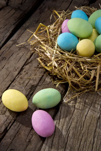 Colored chocolate eggs — Stock Photo, Image