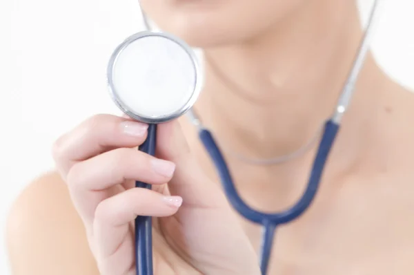 stock image Successful female doctor holding something