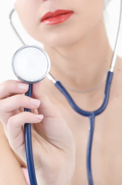 stock image Successful female doctor holding something