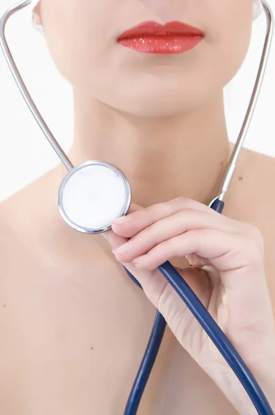 stock image Successful female doctor holding something