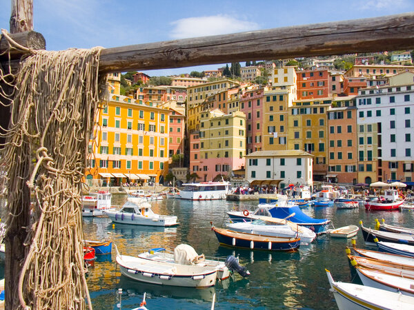 Typical village on the Ligurian coast of Italy, Camogli
