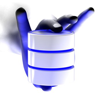 A hand showing a database clipart