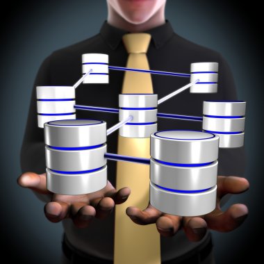 Concept of an architect creating a database network clipart