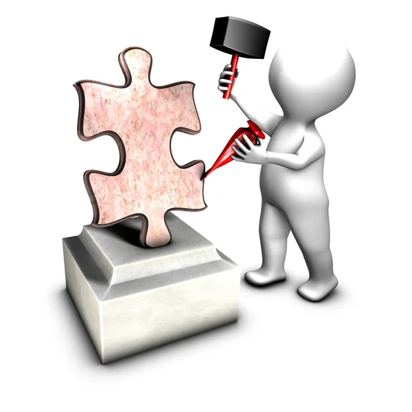 Concept of sculptor creating THE jigsaw piece — Stock Photo, Image