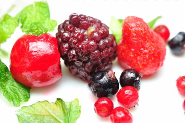 Close up of frozen mixed fruit - berries clipart