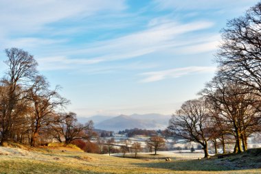 Kışlıklar sabah İngiliz lake district