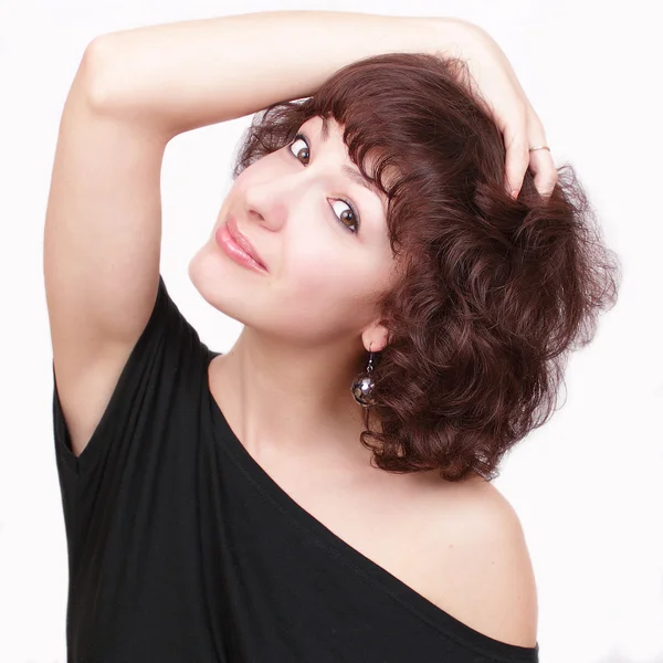 Stock image Beautiful young woman with curly hairs