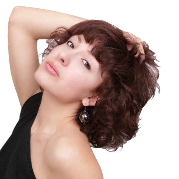 巻き毛を持つ美しい若い女性 — ストック写真