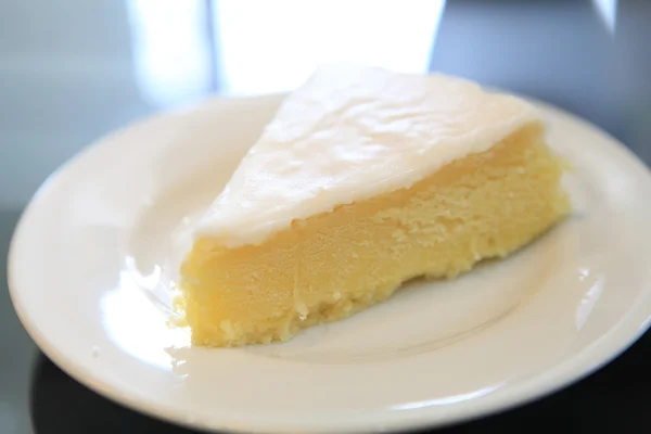 Plátek citronu tvarohový dort — Stock fotografie