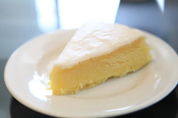 Plátek citronu tvarohový dort — Stock fotografie