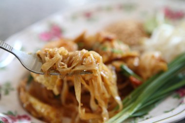 Tay gıda padthai kızarmış noodle ile karides