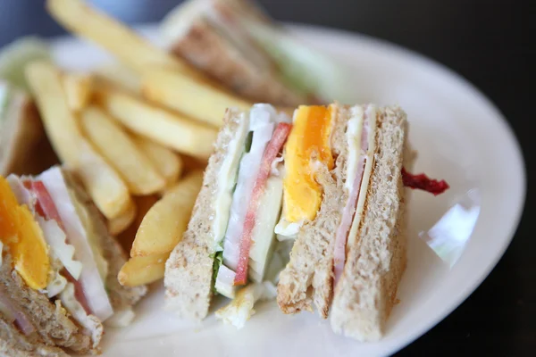 Club sandwich with on wood background — Stock fotografie