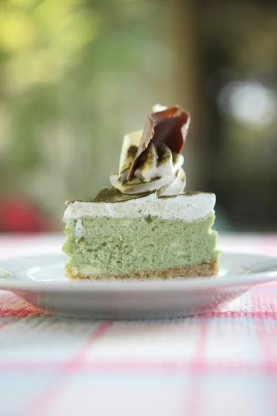Green tea cake in close up — Stock Photo, Image