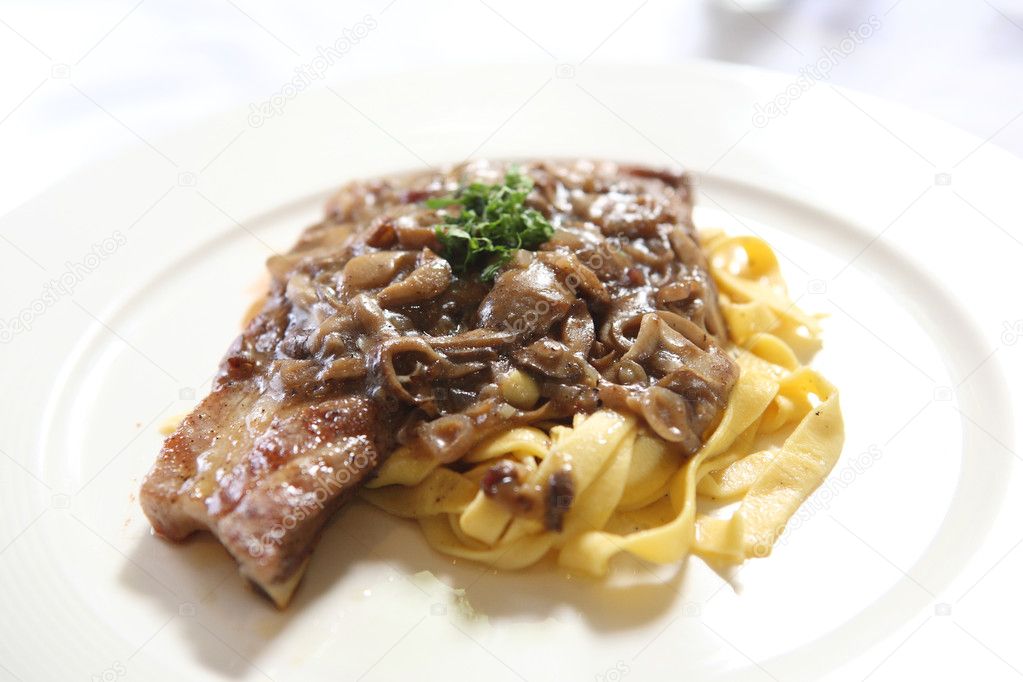 Grilled Porkchop with pasta